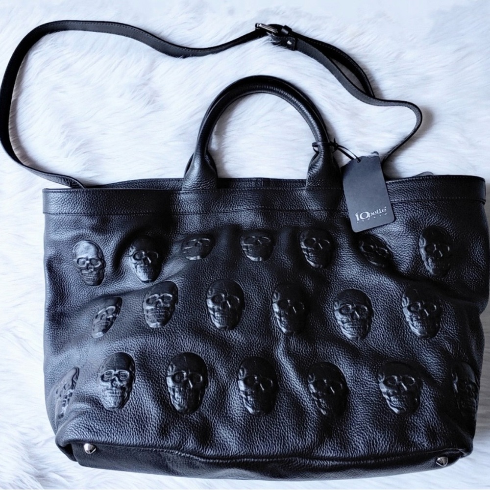 Genuine Leather 3D Skull Tote Bag